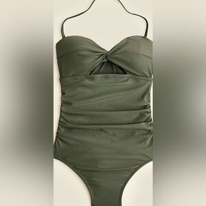 J.Crew Olive Green One-Piece Swimsuit Long Torso Size 24 NWT